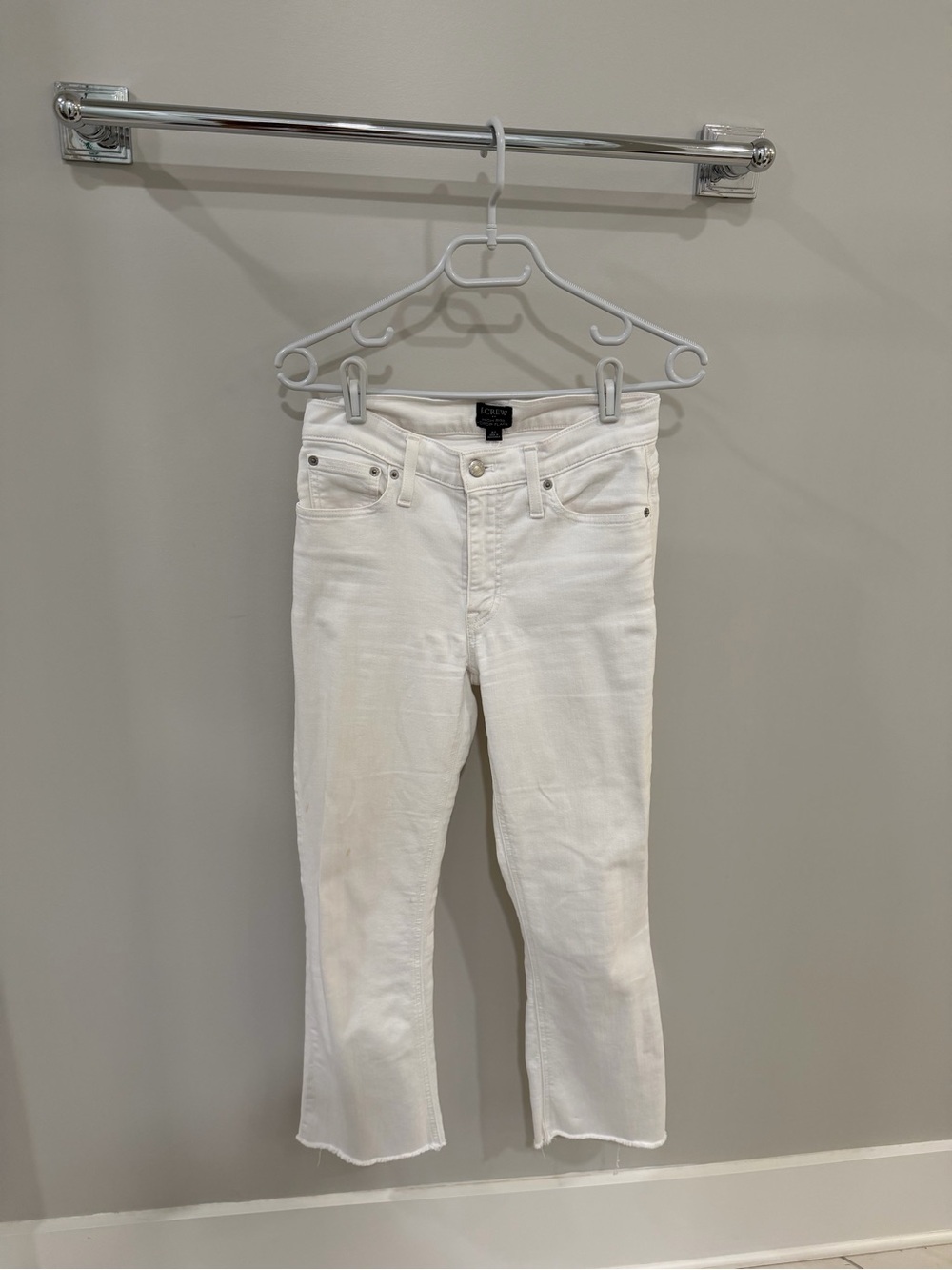 J. Crew White Cropped Straight-Leg Jeans